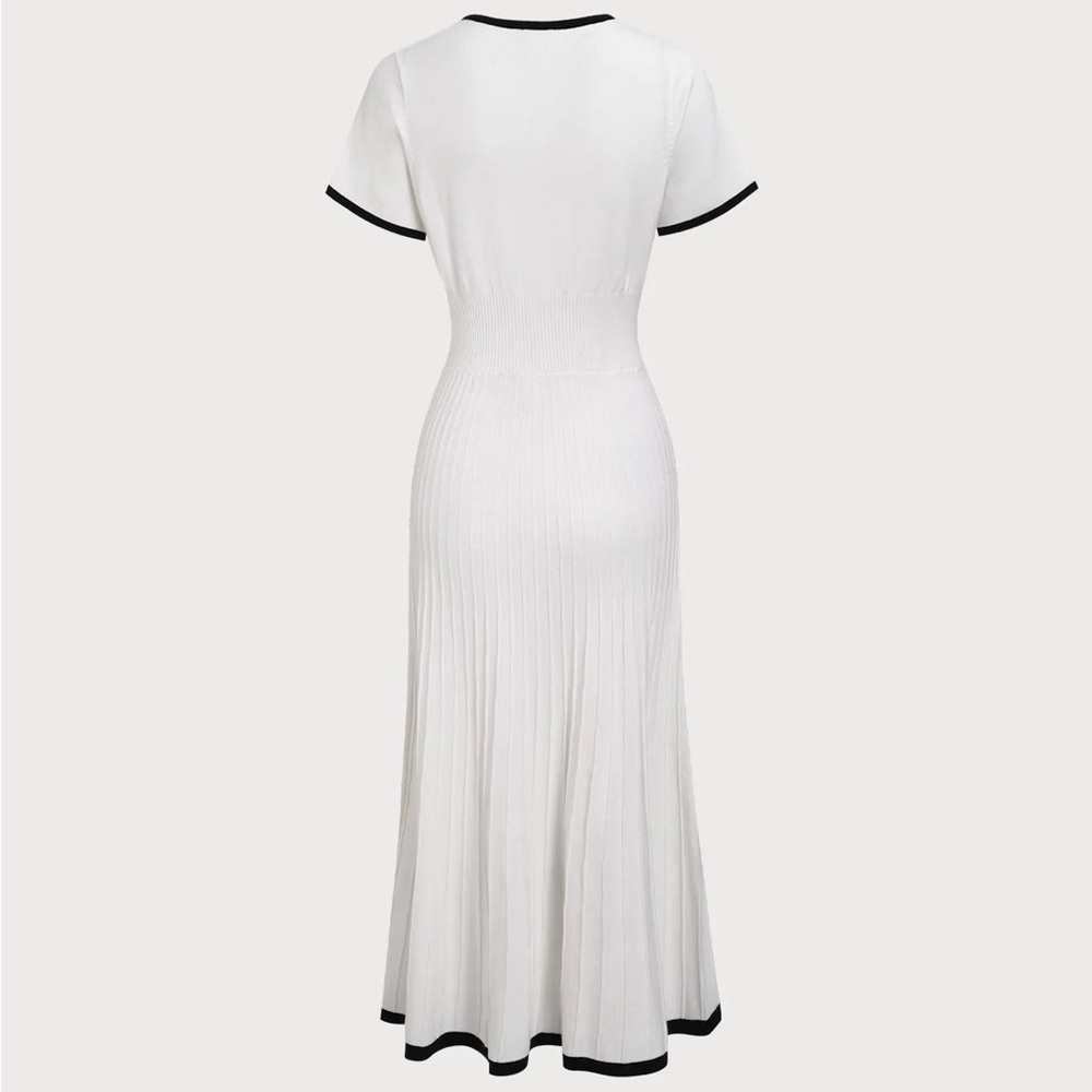 Rihoas Women's White Contrasting Sweater Midi Dress - Picture 8 of 10